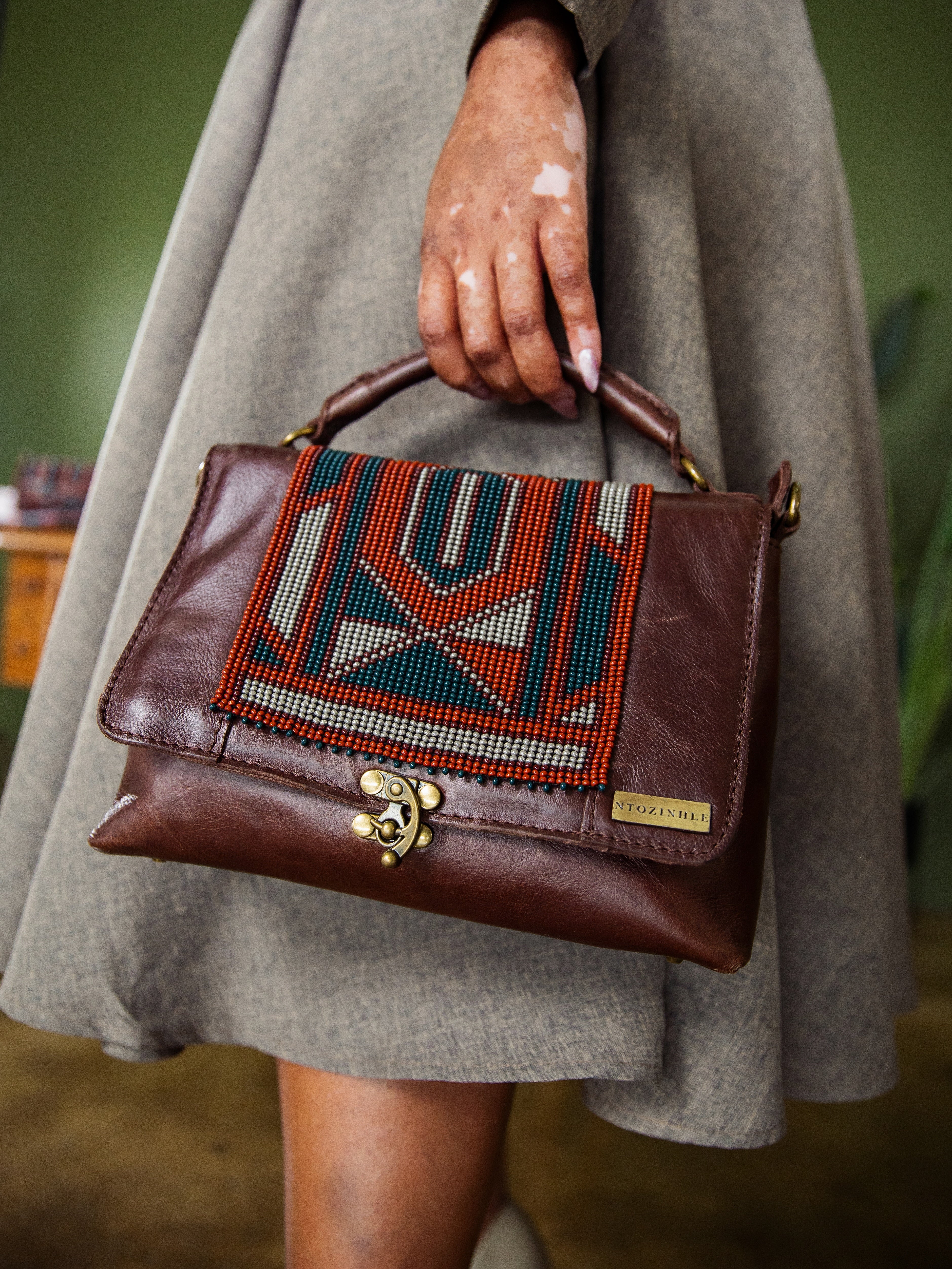 Military Beaded Postman Bag