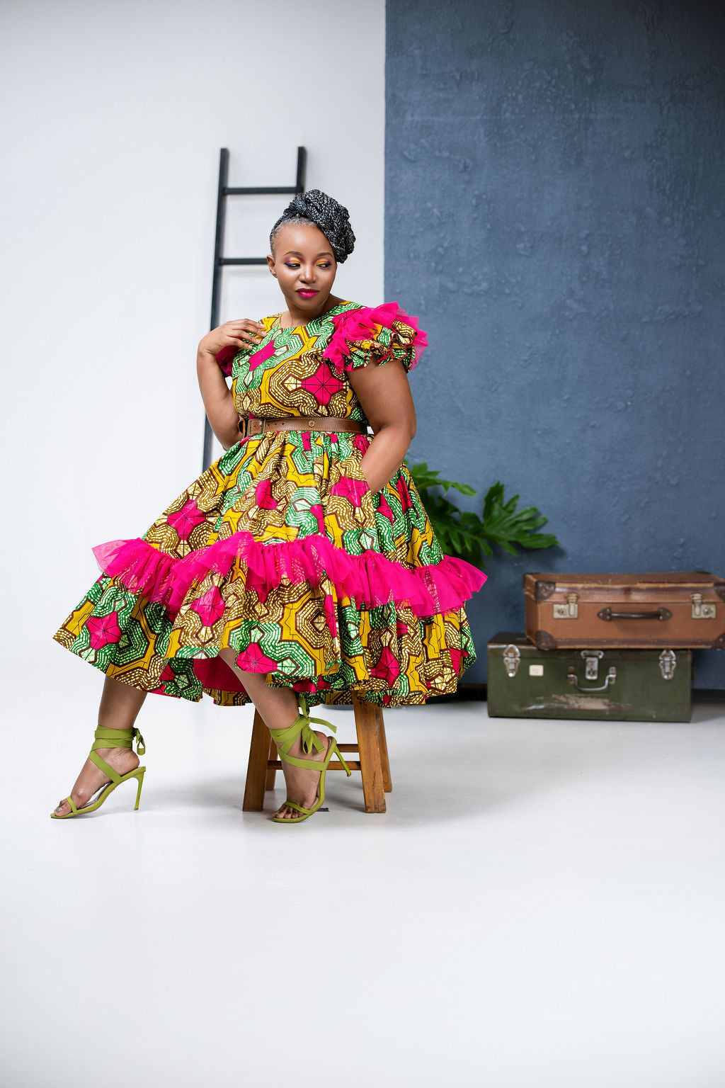 Pink African Print Dress
