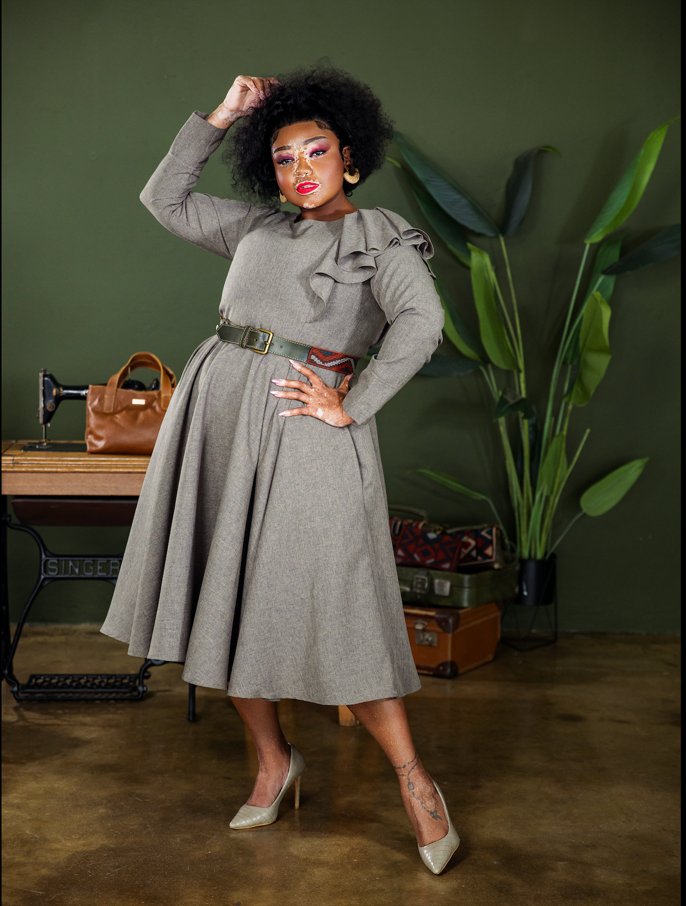Major B Peplum Sleeves Dress