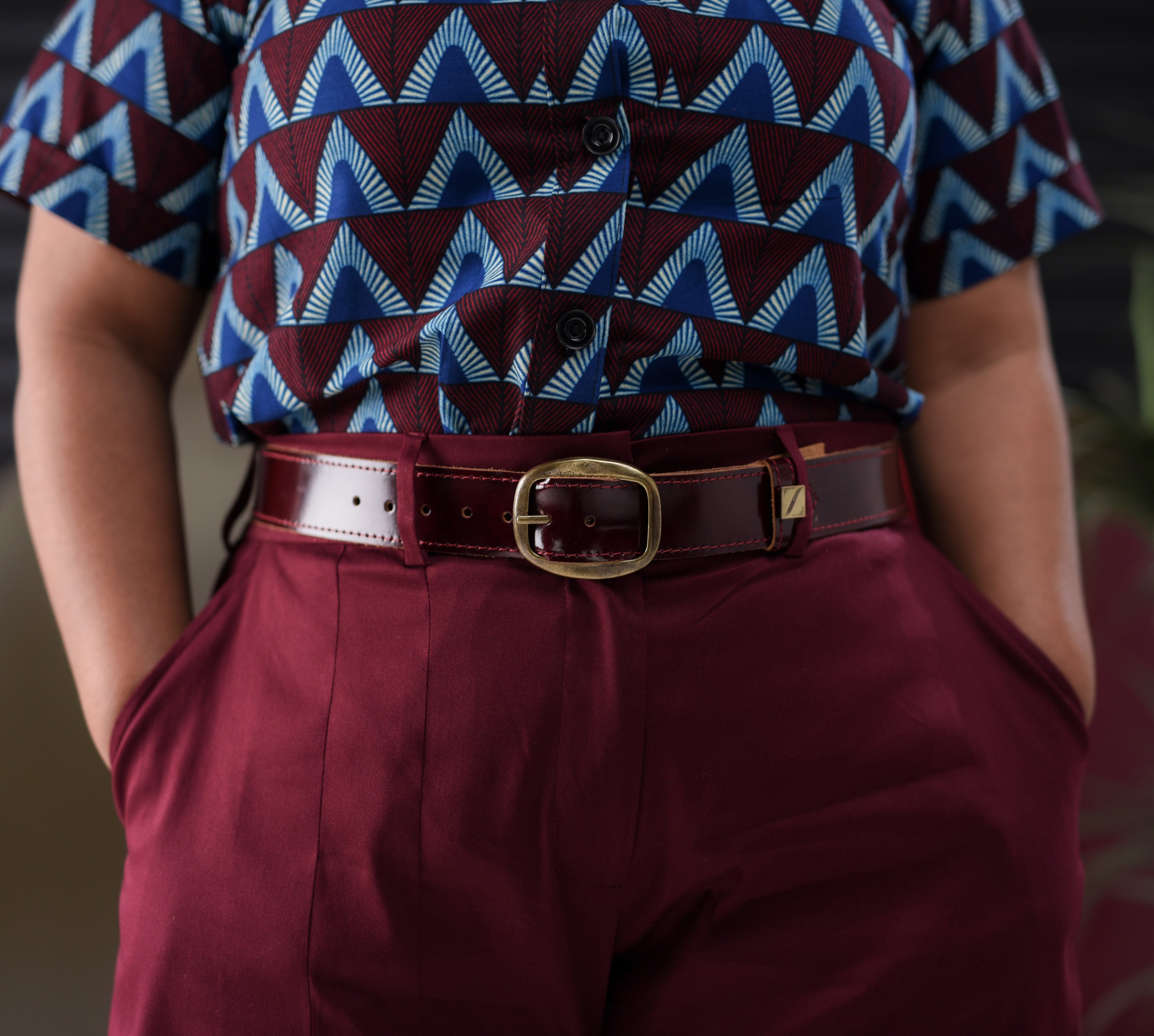 Slim Burgundy Belt