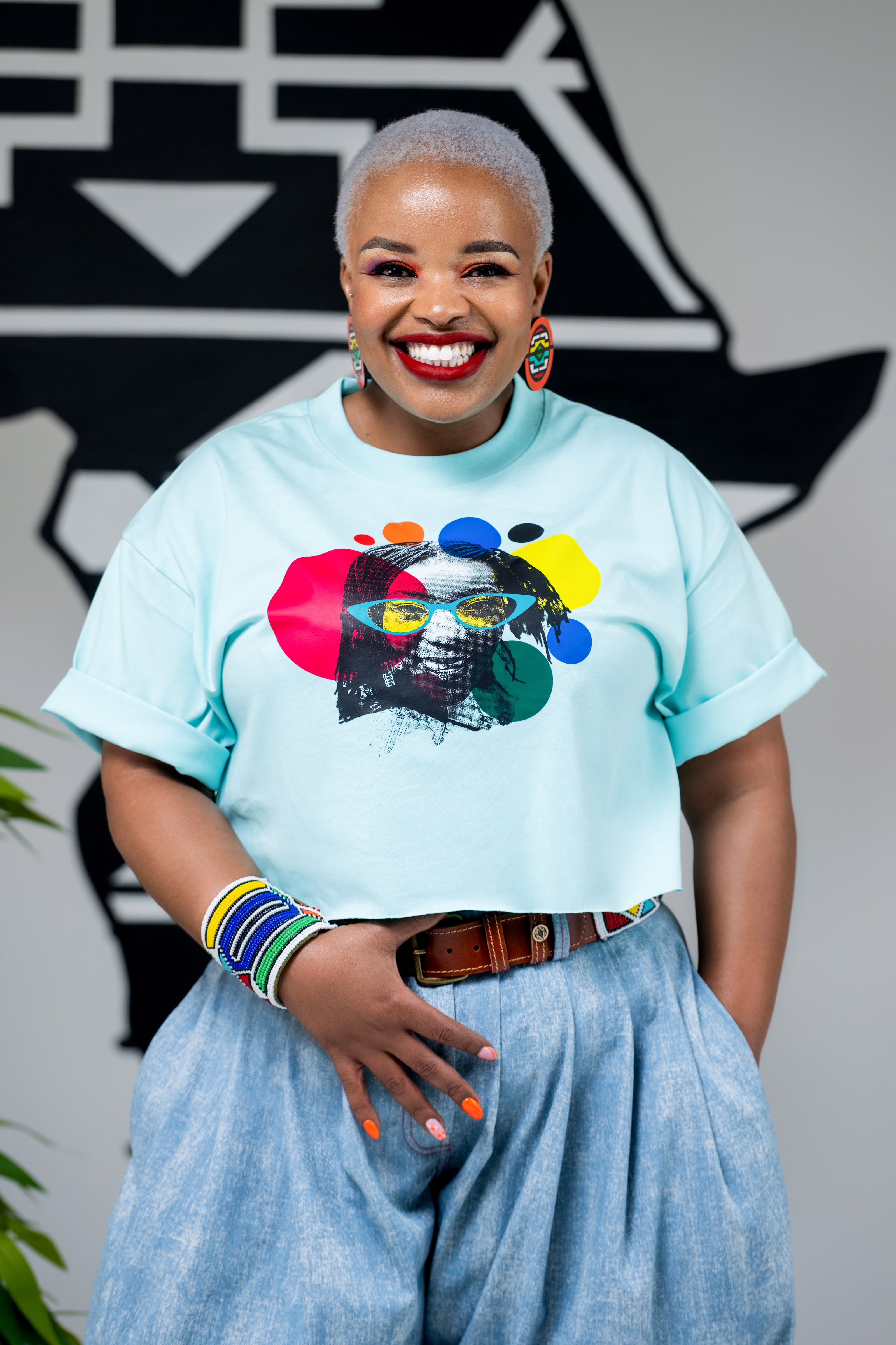 Brenda Fassie Blue Boxed Crop Top