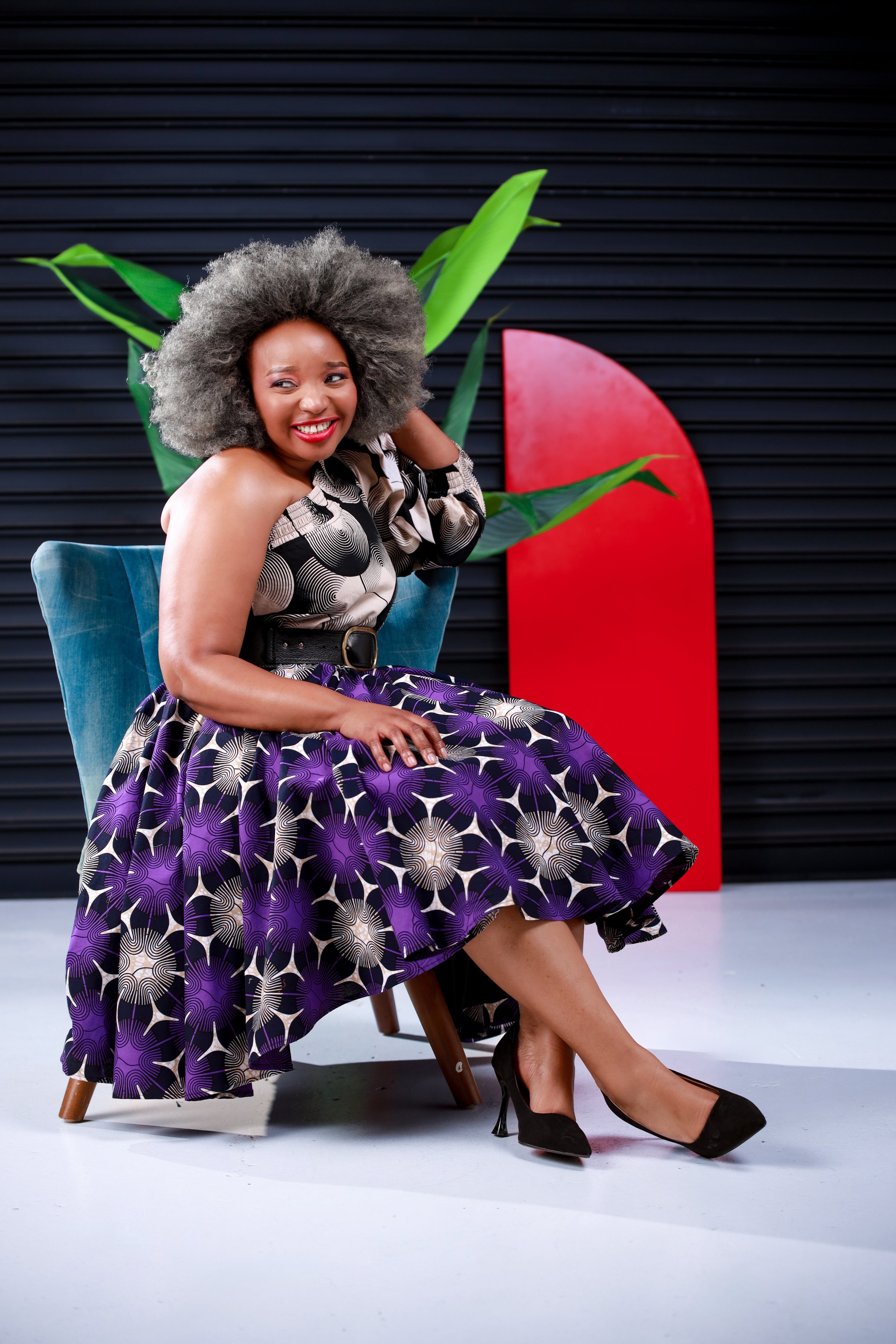 Nozizwe One-Sleeve Print Dress