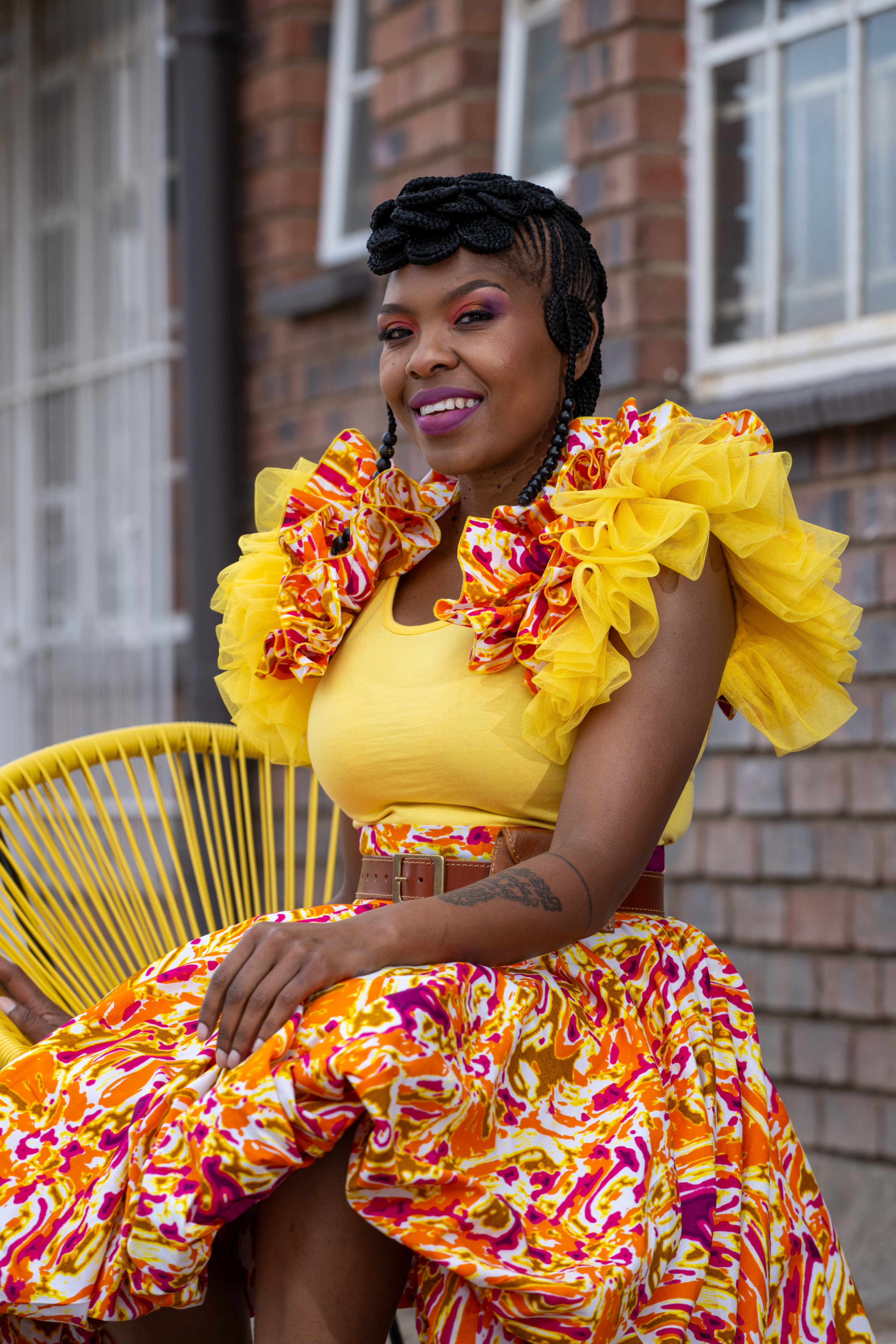 Pontsho Yellow Body Fitted Top