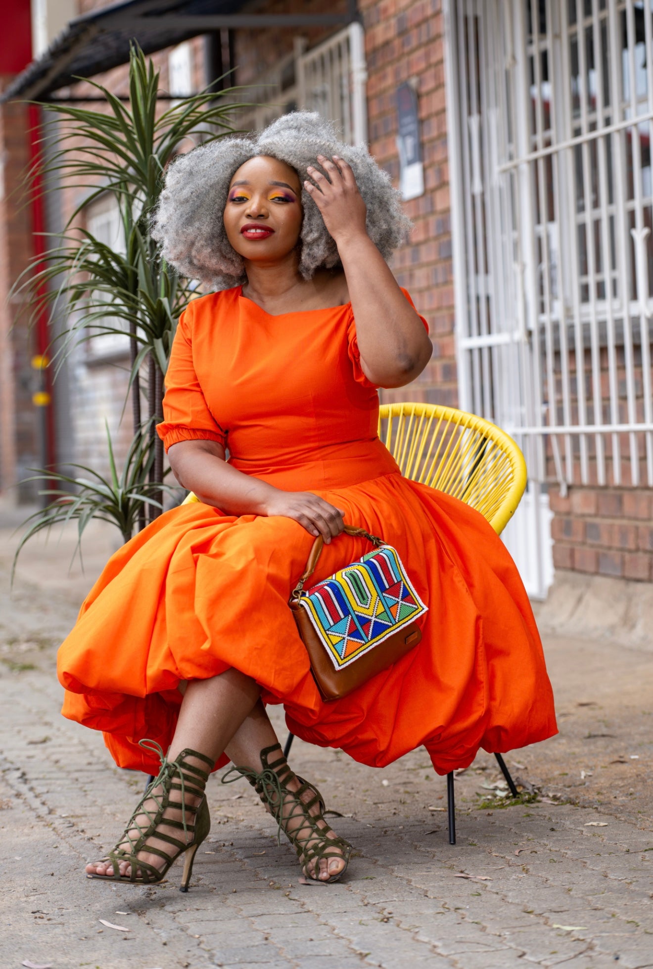 Orange Linen Dress