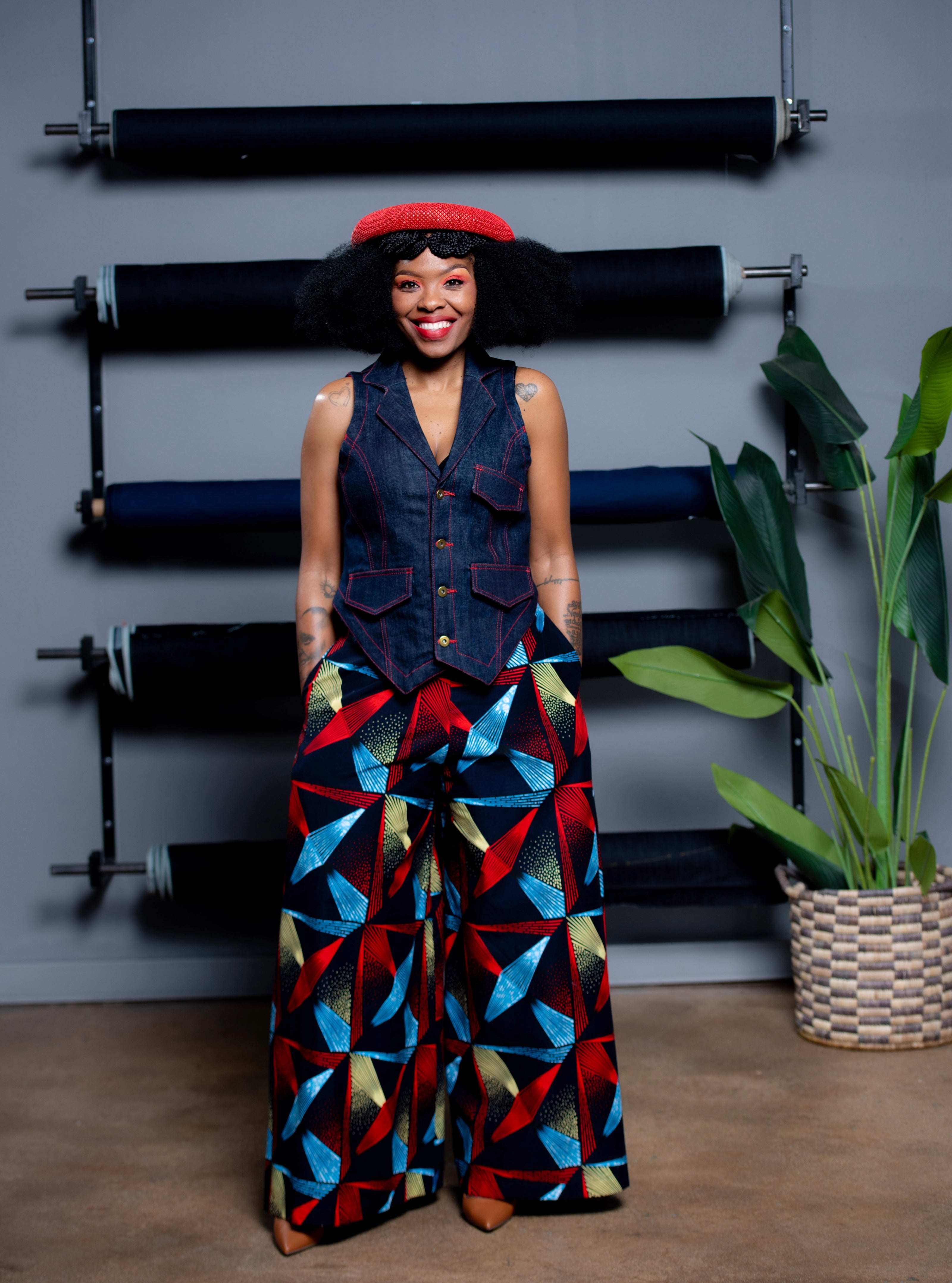 Bassie Wide Leg Print Pants