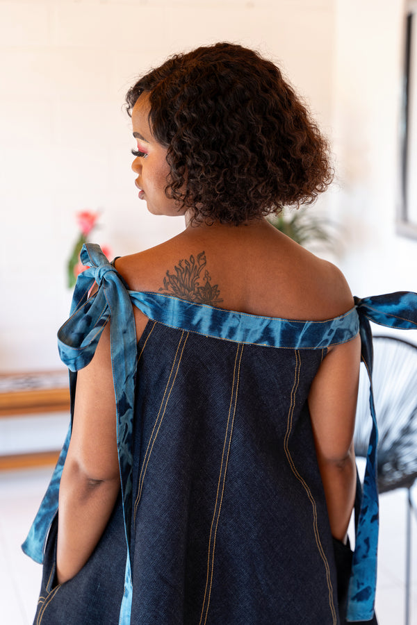 Off-Shoulder Denim Dress