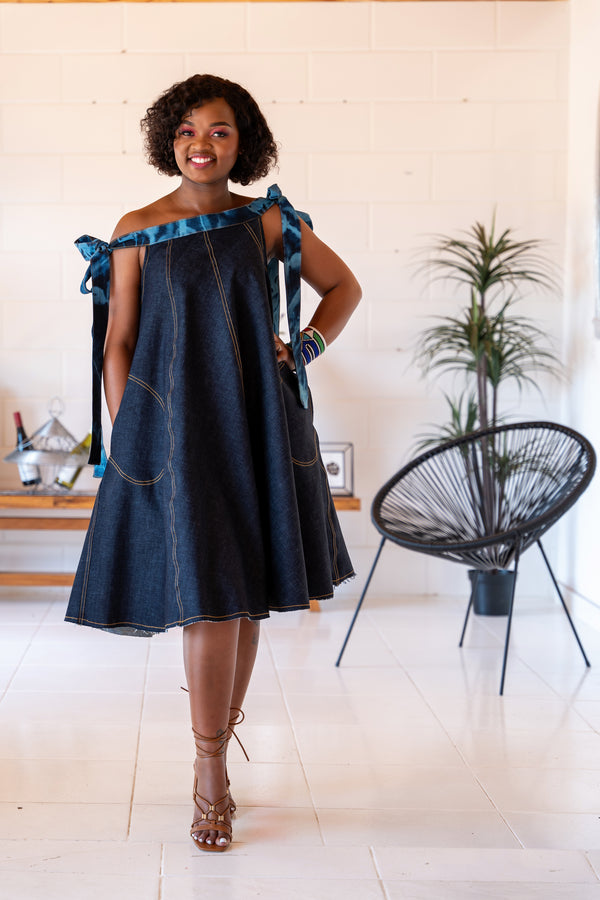Off-Shoulder Denim Dress