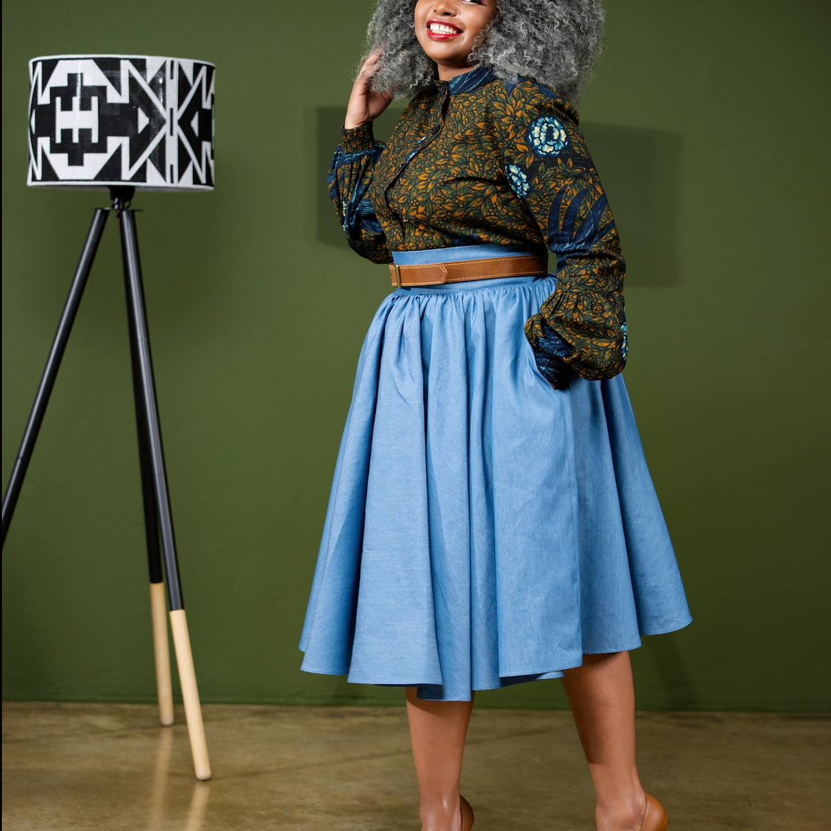 Nompumelelo Denim Gathered Skirt