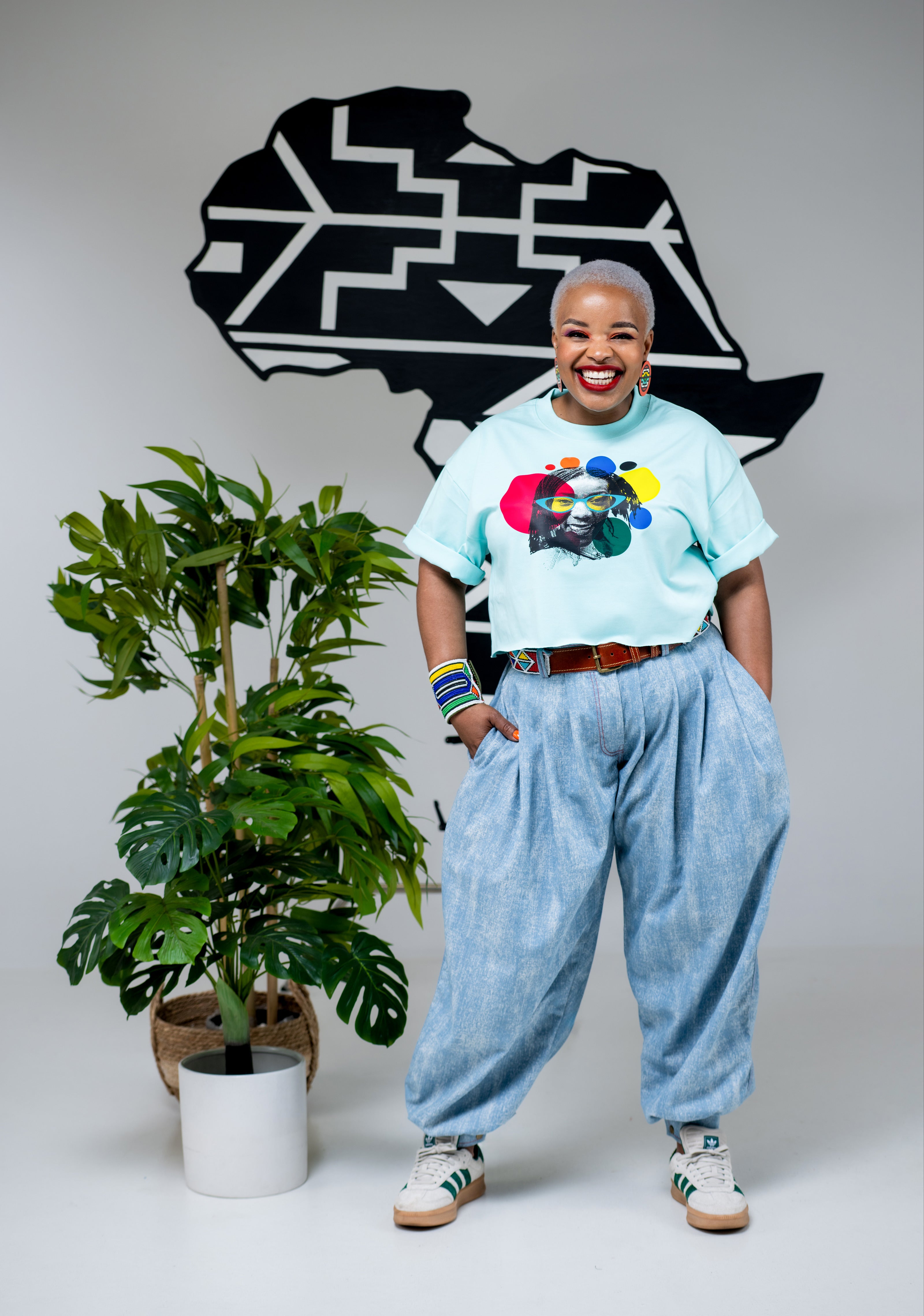 Brenda Fassie Blue Boxed Crop Top